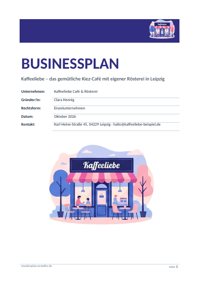 Businessplan Beispiel (Word) zum Ausdrucken – Vorschau der kostenlosen Word-Vorlage