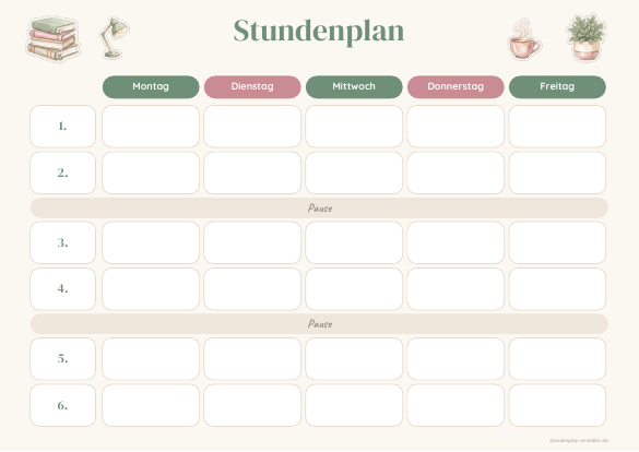 Stundenplan Aesthetic Sticker zum Ausdrucken – Vorschau der kostenlosen PDF-Vorlage