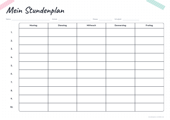 Stundenplan Bullet Journal zum Ausdrucken – Vorschau der kostenlosen PDF-Vorlage