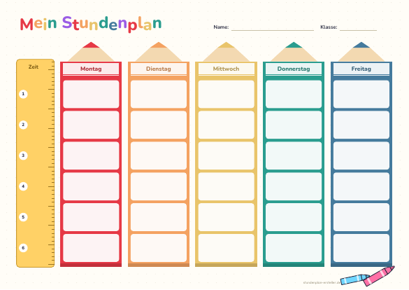 Stundenplan Grundschule zum Ausdrucken – Vorschau der kostenlosen PDF-Vorlage
