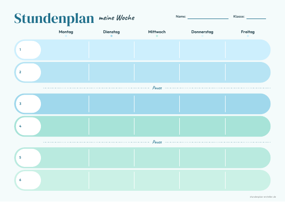 Stundenplan Streifen Meer zum Ausdrucken – Vorschau der kostenlosen PDF-Vorlage