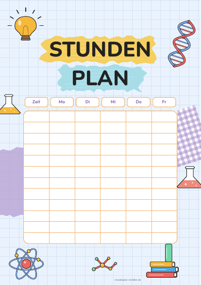 Stundenplan Wissenschaft zum Ausdrucken – Vorschau der kostenlosen PDF-Vorlage