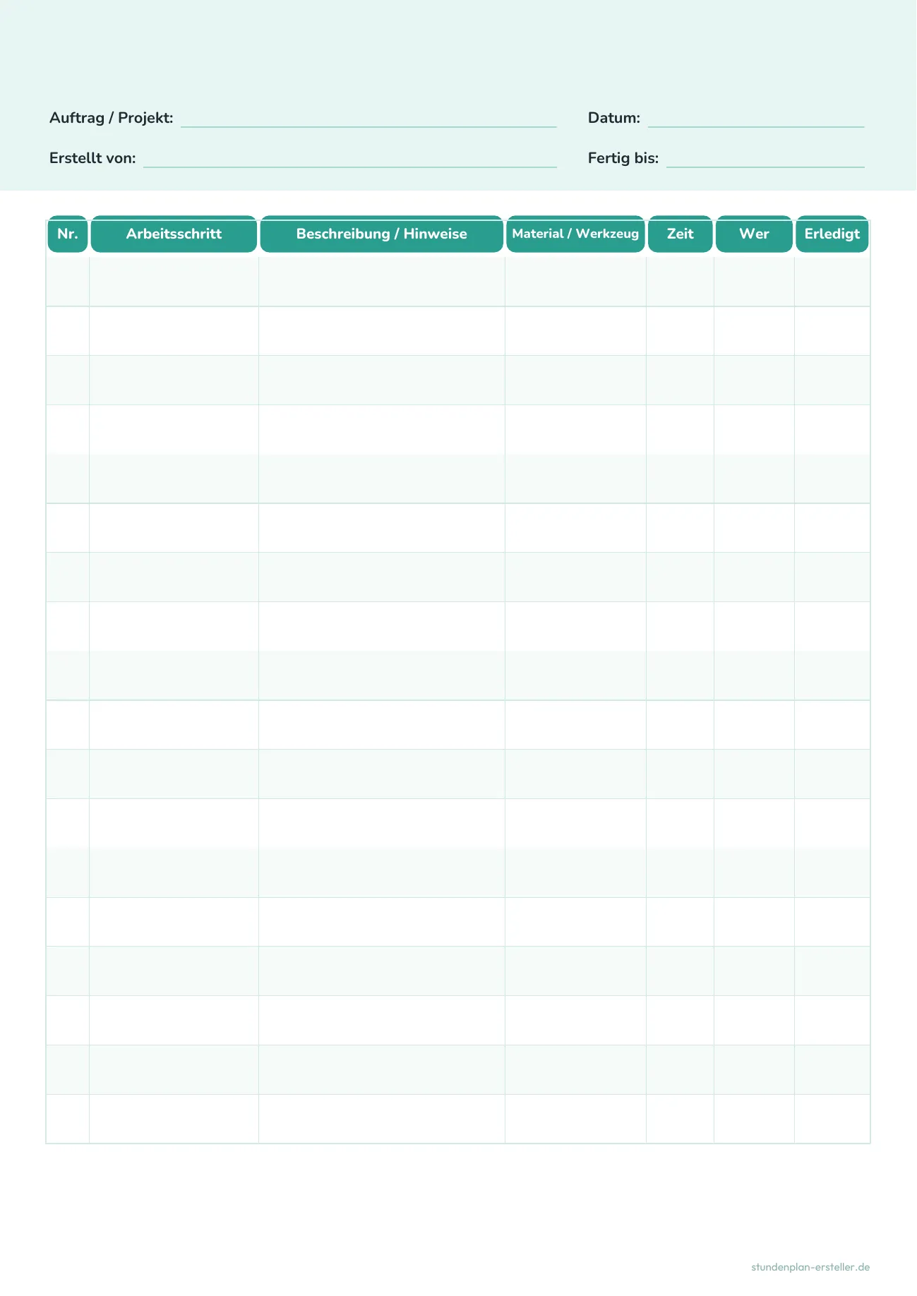 Arbeitsablaufplan