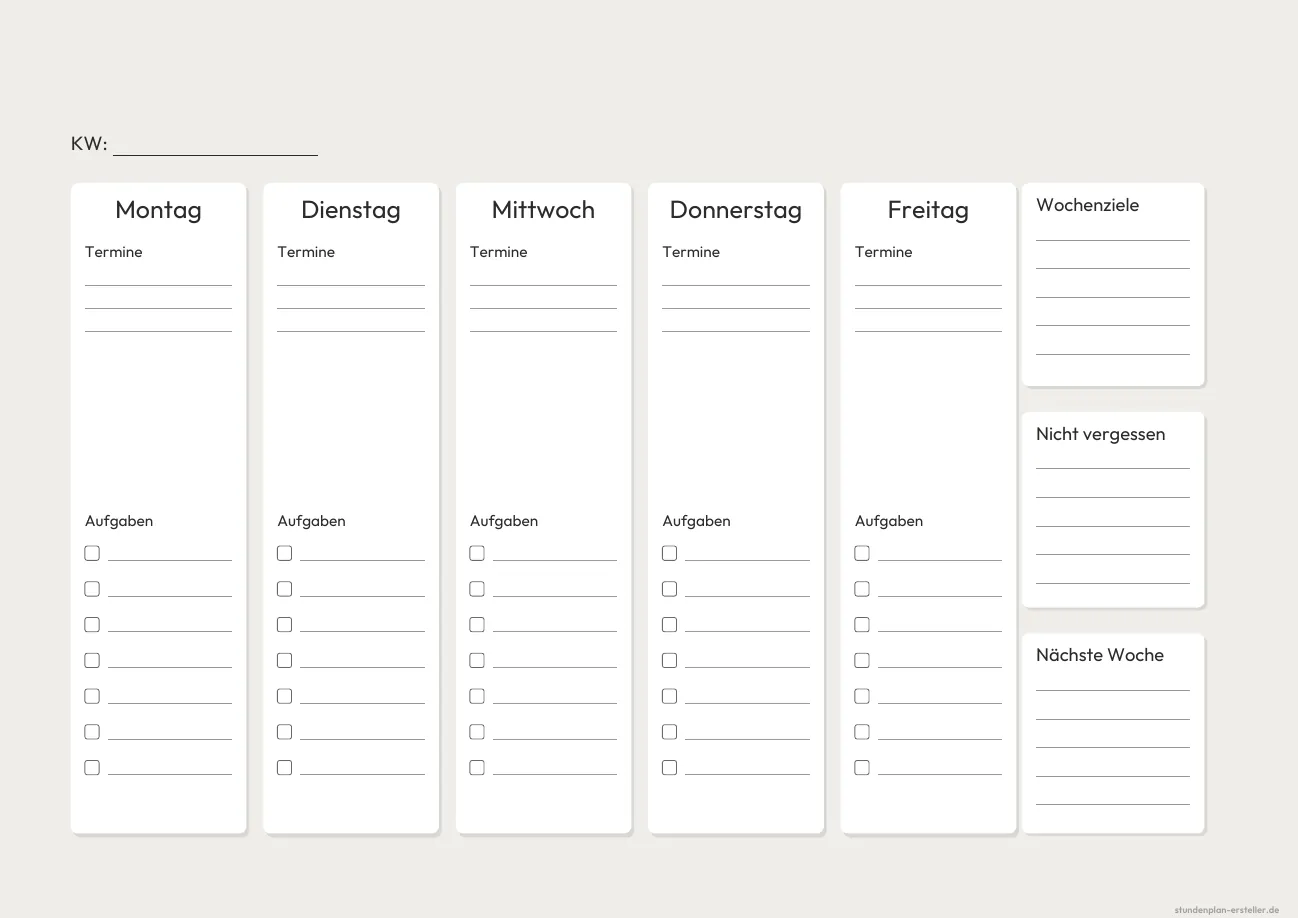 Wochenplaner Arbeit