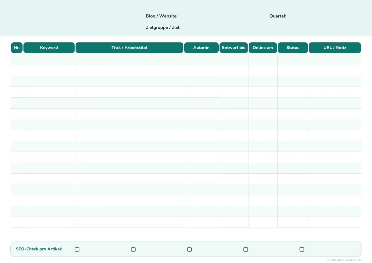 Blog-Redaktionsplan