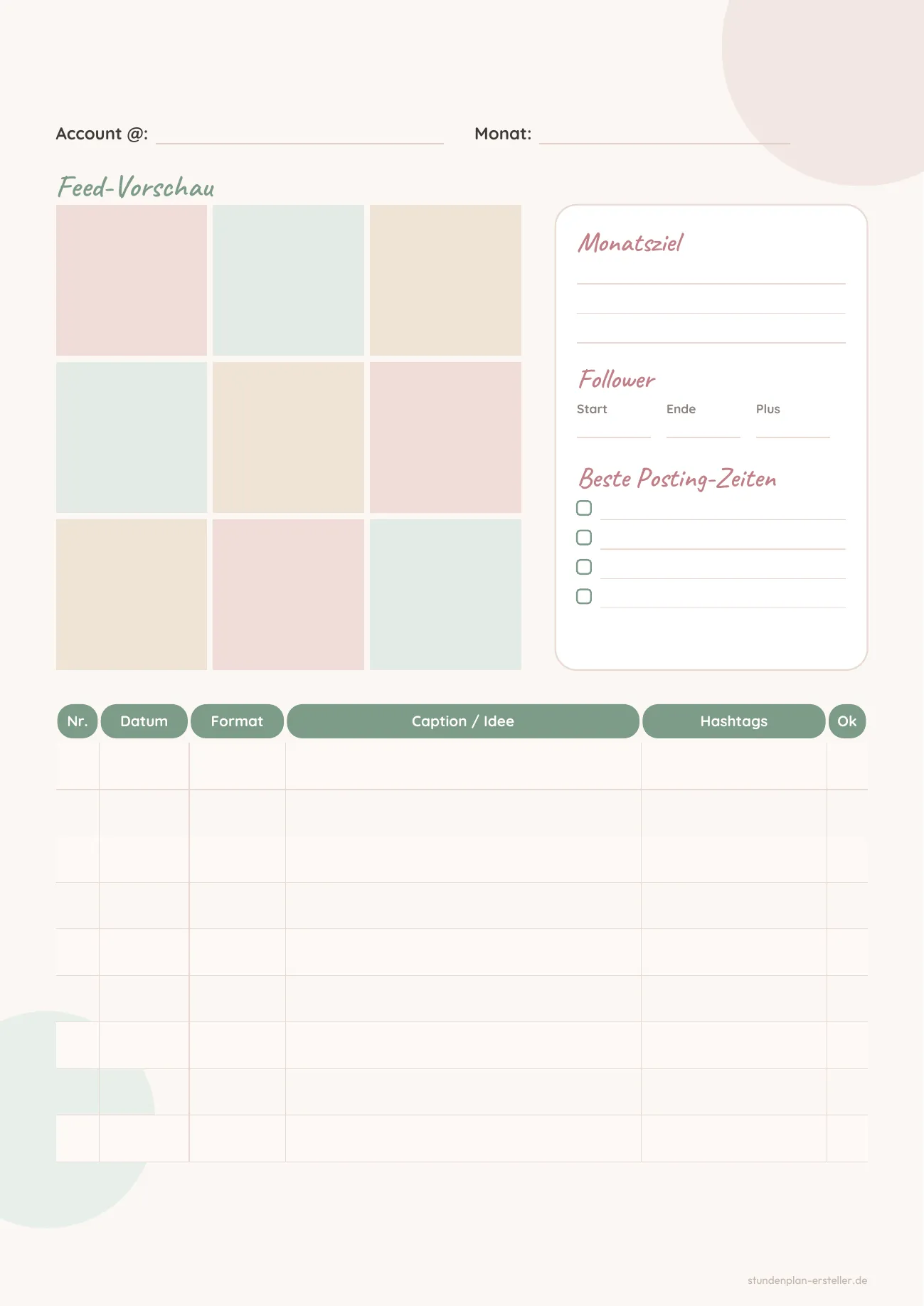 Instagram Planer