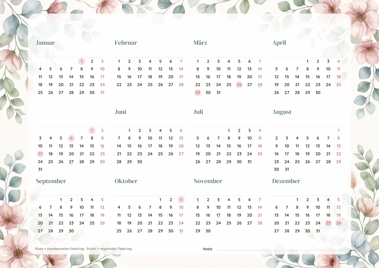 Kalender 2027 Aquarell