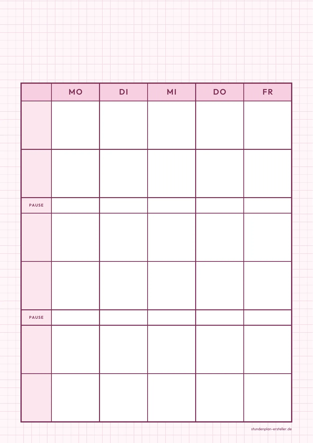 Klassen-Stundenplan Doodle Rosa
