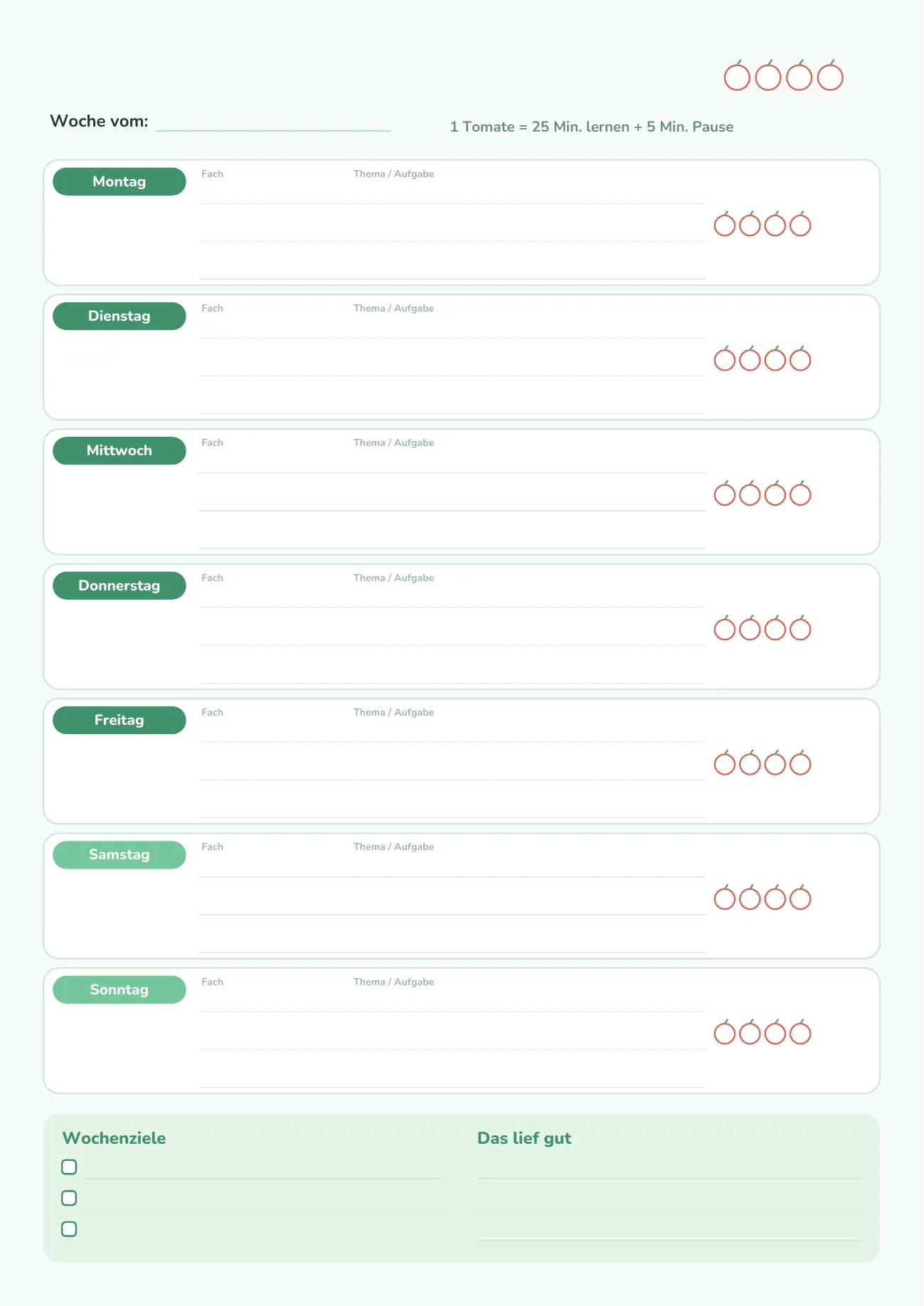 Lernplan Woche