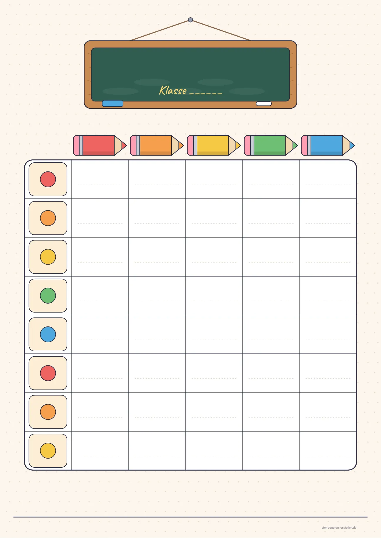 Stundenplan Schulposter A3 Kreidetafel