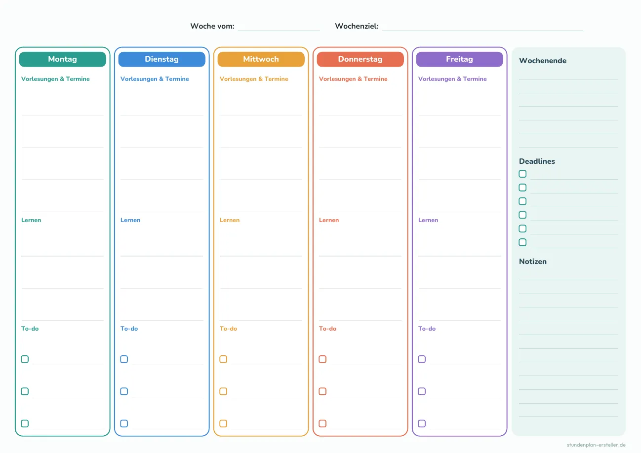 Studienplaner Woche