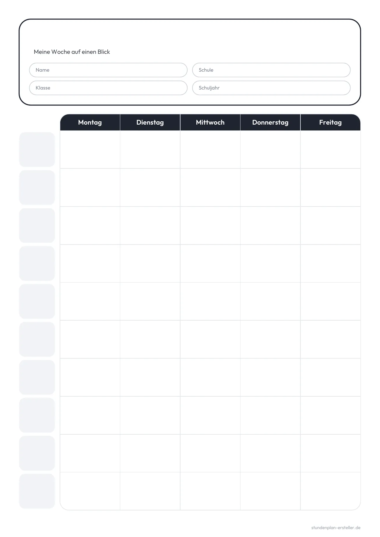 Stundenplan Hochformat