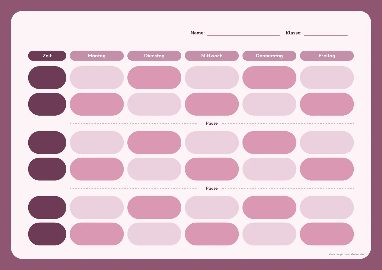 Stundenplan Kapseln Beere