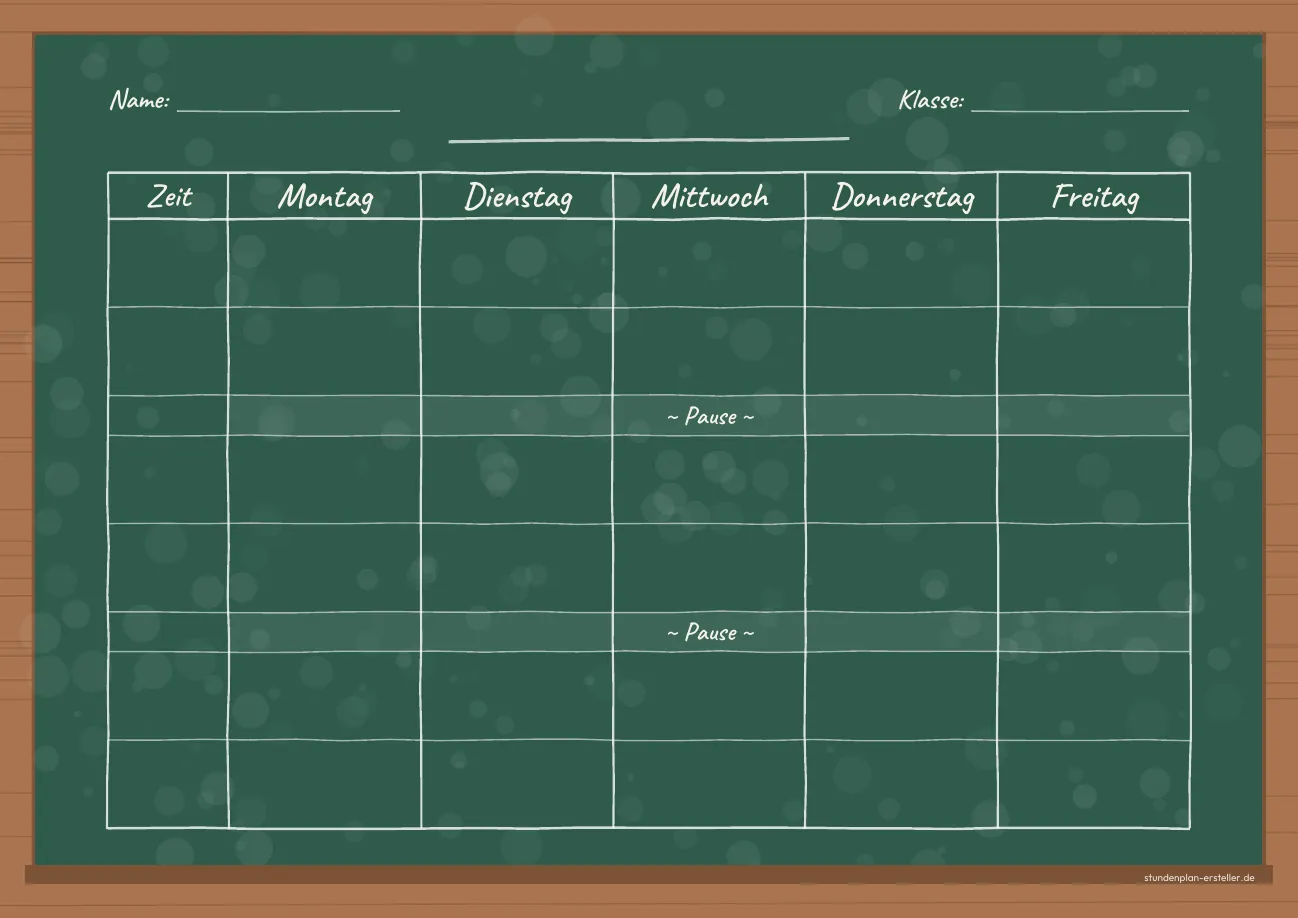 Stundenplan Kreidetafel Grün