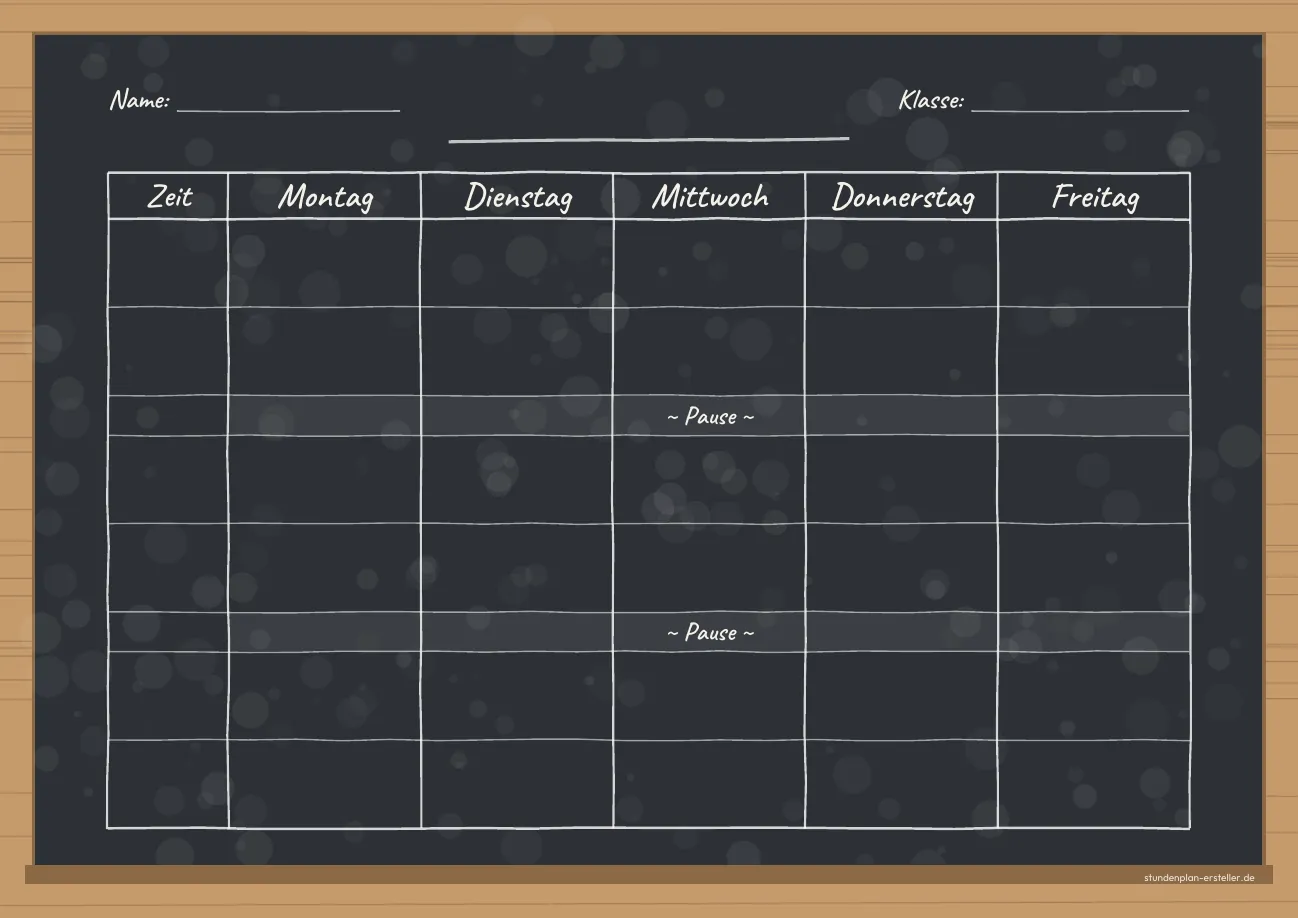 Stundenplan Kreidetafel Schwarz