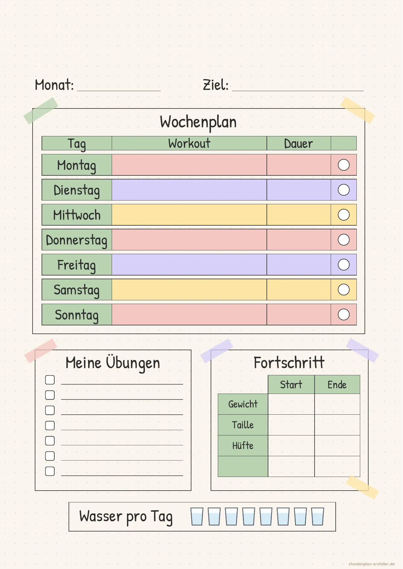 Trainingsplan Pastell